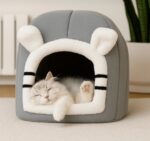 Oumo Bal Kabağı Kedi Evi Peluş Kapalı Kedi Yuvası Sıcak Kışlık - Görsel 2
