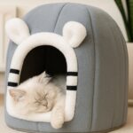 Oumo Bal Kabağı Kedi Evi Peluş Kapalı Kedi Yuvası Sıcak Kışlık