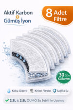 OUMO Kedi Su Sebili Yedek Filtre 8 Adet - Aktif Karbon + Gümüş İyon - 2.3L / 2.5L Uyumlu - Görsel 7