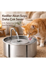 OUMO 2.5L Paslanmaz Çelik Kedi Köpek Su Sebili - Filtreli Otomatik Su Pınarı - Görsel 4