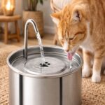 OUMO 2.3L Paslanmaz Çelik Kedi Köpek Su Sebili - Filtreli Otomatik Su Pınarı