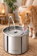 OUMO 2.3L Paslanmaz Çelik Kedi Köpek Su Sebili - Filtreli Otomatik Su Pınarı